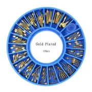 120Pcs Dental Assorted Conical Screw Posts Kits Refills 24K Gold Plated Pins