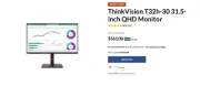 LENOVO ThinkVision T32H-30 31.5"/32" 60Hz QHD Monitor 2K 2560x1440 16:9 4ms IPS