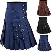 Scottish Utility Kilts for Men Linen Pleated Kilt Retro Vintage Medieval Punk Gothic Steampunk