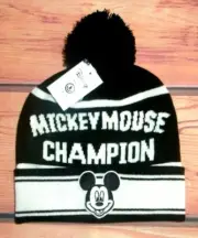 MENS NEFF DISNEY MICKEY MOUSE BLACK POM POM BEANIE HAT ONE SIZE