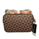 Geometric Brown Designer Signature Crossbody Shoulder Bag