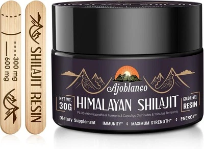 Ajoblanco 600mg Shilajit Pure Himalayan Organic Shilajit Resin - Himalayan Shila
