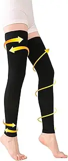 TOFLY® Thigh High Compression Stocking Footless for Women & Men, 1 Pair, Opaque, Support Hose 15-20mmHg Graduated Compression with Silicone Band, Varicose Veins, Swelling, Edema, DVT Black 3XL