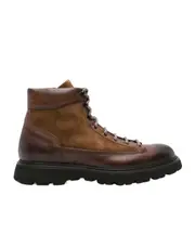 Doucal's Panelled Lace-Up Zipped Ankle Boots 42 cedar brown