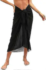 Beach Wrap for Women Beach Coverups Chiffon Sarong Bikini Cover Up for Swimwear Long Scarf Wrap Half Beach Pareos for Summer PrettyJ Black