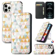 CaseNeo For Apple iPhone 12 Pro Max Leather Wallet Flip Case With RFID Blocking Credit Card Holder Slots Cover - Nordic Rhombus