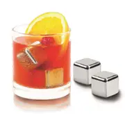4pc Avanti Stainless Steel 2.5cm Reusable Ice Cubes Drink Chiller Set Silver