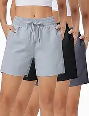 [ZUTY] 2 Pack 5" Womens Athletic Shorts Basic Running Shorts Lightweight Quick Dry Gym Workout Shorts with Pockets