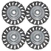 LINE10 Tools 4pk 4-Inch Knotted Circular Wire Wheel Brush for Angle Grinder,...