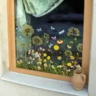 2 Pieces Garden Flowers Window Stickers Removable Glass Window Decals