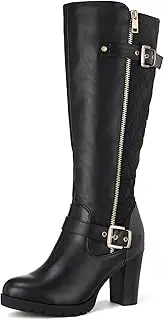 [mysoft] Women's Knee High Boots Fashion Chunky Block Heel Warm Winter Boots with Side Zippers