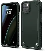 elago Armor Case Compatible with iPhone 14 Case (6.1"), US Military Grade Drop Protection, Heavy-Duty Protective Case, Carbon Fiber Texture, Tough Rugged Design, Shockproof Bumper Cover (Dark Green)