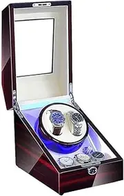 Watch Winder Automatic Winding Box Soft Powered Quiet Motor(Brown,2+0) LWX