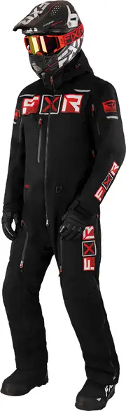 FXR Maverick Lite One Piece Snowmobile Suit, black-red, Size XL for Men Black Red