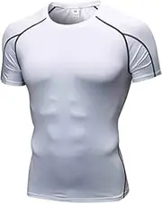 [POIHIDE] Men's Compression Shirts Short Sleeve Workout Gym T-Shirt Running Tops Quick Dry Sports Base Layer Athletic Undershirts