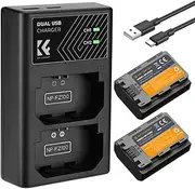 K&F Concept NP-FZ100 Battery Dual Slot Charger Set 2280mAH for Sony A7iii, A7iv, A7C, ZV-E1, FX3, FX30, A9, A6600, Alpha 9, Alpha 9S, A9S, A7R3, A7R4 Camera Batteries