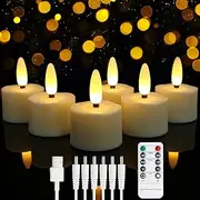 [Neween] Rechargeable Candles Tea Light with Remote Timer, Battery Operated Flameless LED Tea Lights Candles Set of 6 for Halloween Diwali Fall Christmas Wedding Home Decor