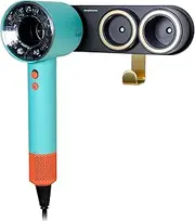 simpletome Hair Dryer Holder Wall Mount for All Magnetic High Speed Blow Dryer with Plug Cord Organizer Hook (Aluminum Alloy, Black)