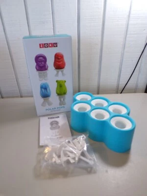 Zoku Polar Pops Ice, Chocolate, Lollipop Molds 6 Unique Molds, Sticks & Base NIB
