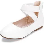 [Hehainom] Girls Dress Shoes Toddler Little Kids Gracy Ballet Mary Jane Ballerina Flats with Elastic Ankle Strap