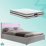 Double Package | Wanda LED Bed White & Normay Series Pillow Top Mattress (Medium Firm)
