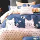 【AGAPE亞加‧貝】《MIT台灣製-貓咪愛你》舒柔棉雙人5尺三件式薄床包組