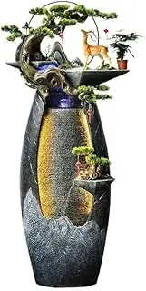 Outdoor Water Fountain Rockery Landscape, Circulating Water Ornaments Feng Shui Wheels, Wealth Attracting Fountains Indoor Living Room Decoration Floor to Ceiling Water Features Outdoor Fountain
