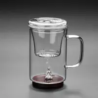 在飛比找ETMall東森購物網優惠-足銀999玻璃杯嵌銀泡茶杯 茶水分離辦公室茶杯過濾水杯家用隨