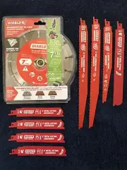 Diablo 7" Segmented Blade Diamond Masonry + 8 Reciprocating Saw Blades 6, 9, 12"