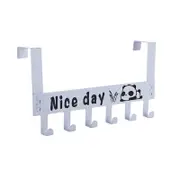Detachable 6 Hooks Door Hanger Cartoon Clothes Bags Organizer Wall Hanging Storage Rack Holder Hook WHITE COLOR