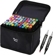 80 Colors Marker Double Head Marker Pens, Double Head Brush Pens, Permanent Art Marker Double Head Marker Pens with Black Bag for Drawing, Coloring, Highlighting and Underlining