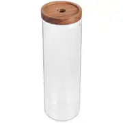 1700ML Wooden Lid Candy Jar High Borosilicate Transparent Glass Storage Tank Portable Food Grain Container (9x30.5cm Random Pattern Lid)