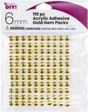 12 Pack CousinDIY Acrylic Adhesive Gems 6mm-Gold 5A002F7C-3339