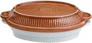 Hasamiyaki Stylish Au Gratin Dish with Lid (Cookware Function Plate) Made in Japan Light Crimson Lid: 4.9 x 8.3 x 1.1 inches (12.6 x 21.2 x 2.8 cm), Furthermore, 4.6 x 8.3 x 1.5 inches (11.7 x 21 x