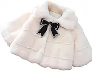 [Proumhang] Baby Girl Toddler Winter Warm Faux Fur Coat,Long Sleeve,Fuzzy Cute Cape Jacket Cloak Poncho Overcoat Outwear,Kids Hooded Cardigan
