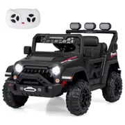 Costway 12V Ride On Car Jeep Toy Dual Motor w/Remote Control & Light Black