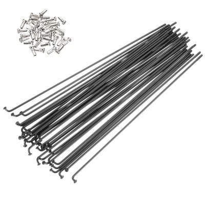 36Pcs 14G Bicycle Spokes 188mm J Bend 2mm Bike Spoke with Brass Nipple, Black