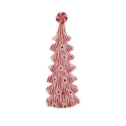 Peppermint Christmas Tree LED Light Up Size M 6.5 in Ribbon Candy Tabletop Decor