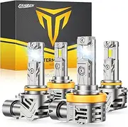 FAHREN Upgraded H11/H9/H8 9005/HB3 Light Bulbs Combo, 60000LM 900% Brighter 6500K with Cooling Fan Off-Road Use or Fog Light Bulbs, 1:1 Mini Size H11 9005 Bulbs, CANBUS Ready Plug And Play,Pack Of 4