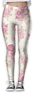 [XMKWI] Pink Flower Womens Power Flex Activewear Yoga Pants Workout Tights Leggings Trouser