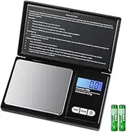 AMIR Digital Mini Scale, 200g 0.01g/0.001oz Pocket Jewelry Scale, Electronic Smart Scale with 7 Units, LCD Backlit Display, Tare Function, Auto Off, Stainless Steel & Slim Design (Battery Included)