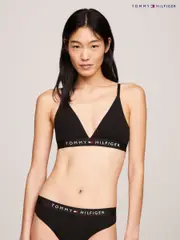 Tommy Hilfiger Black Original Unlined Triangle Bralette (Q74900) | $39