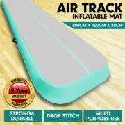 8m Inflatable AirTrack Floor Track GYM Gymnastics Tumbling Mat Yoga Grey Green