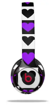 Skin Wrap for Beats Solo Wireless 2 3 4 Purple Hearts Stars SKIN ONLY