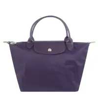 在飛比找momo購物網優惠-【LONGCHAMP】LE PLIAGE 紫色再生尼龍刺繡短