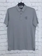 Travis Mathew Men's Large Polo Golf Shirt Gray Yeah Bay Bay Graphic Logo