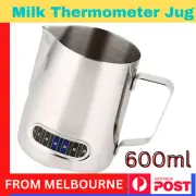 600ml Milk Frothing Thermometer Espresso Coffee Pitcher Stainless Steel Jug