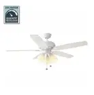 NEW!! HAMPTON BAY Rockport 52 in. Indoor LED Matte White Ceiling Fan with Light