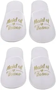 White Wedding Slippers: 2 Pairs Maid of Honor Slippers Closed Toe Spa Slippers Soft Bridesmaid Slippers Pajamas Party Bridesmaid Decor
