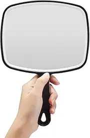 OMIRO Hand Mirror, Black Handheld Mirror with Handle for Makeup, Hairdressing (16 x 24 Cm)